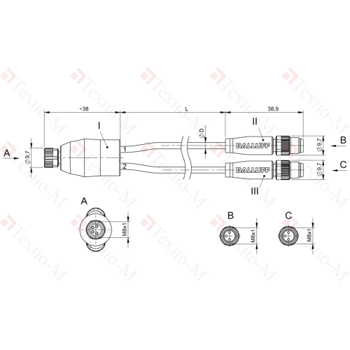 Y-образный распределитель Balluff BCC M314-M313-M313-U2036-003