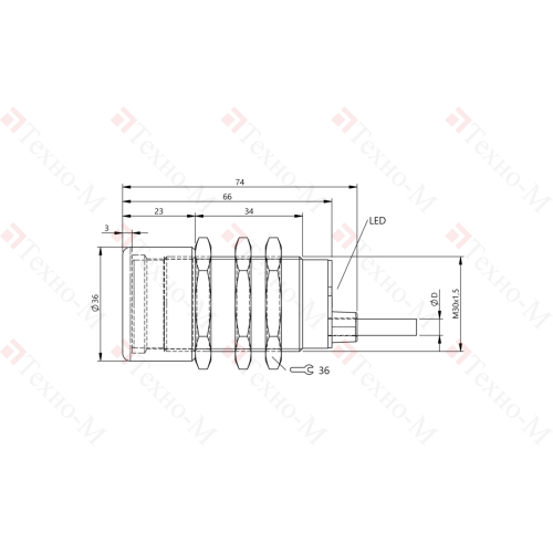 Индуктивный датчик Balluff BES M30MF2-PSC15F-BV02-EXD