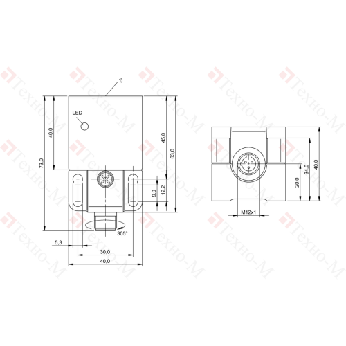 Индуктивный датчик Balluff BES Q40KEU-USU15B-S27G