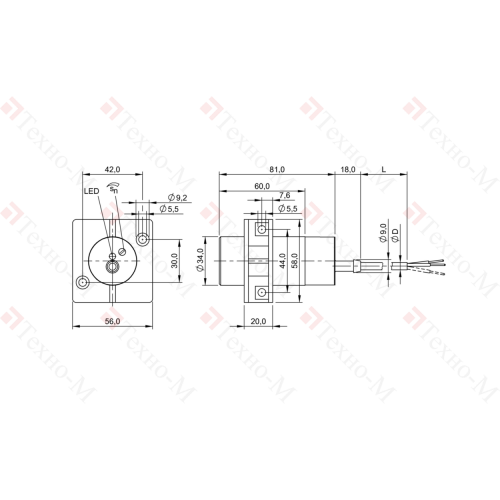 Емкостной датчик Balluff BCS G34KN2-UST20G-AV02